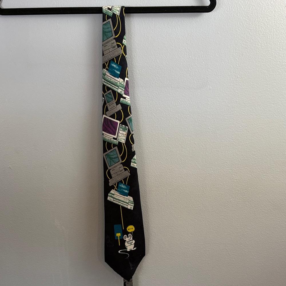 Retro Computer Print Black Tie